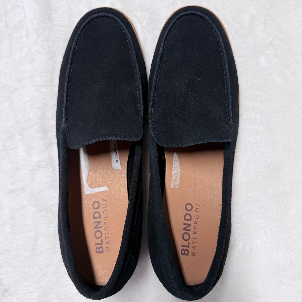 Blondo Libra Waterproof Black Suede Lug Sole Loafers‎ Womens 8.5M NEW